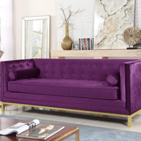 Iconic Home Dafna Tufted Velvet Club Sofa Purple