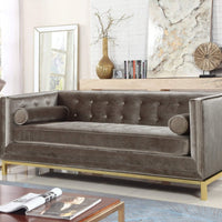 Iconic Home Dafna Tufted Velvet Club Sofa Taupe