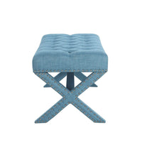 Iconic Home Dalit Tufted Linen Bench X-Frame 