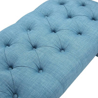 Iconic Home Dalit Tufted Linen Bench X-Frame 