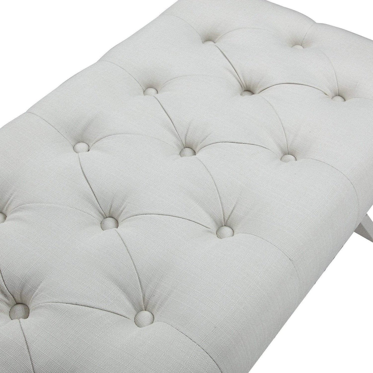 Iconic Home Dalit Tufted Linen Bench X-Frame 
