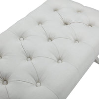 Iconic Home Dalit Tufted Linen Bench X-Frame 