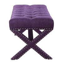 Iconic Home Dalit Tufted Linen Bench X-Frame 