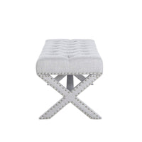 Iconic Home Dalit Tufted Linen Bench X-Frame 