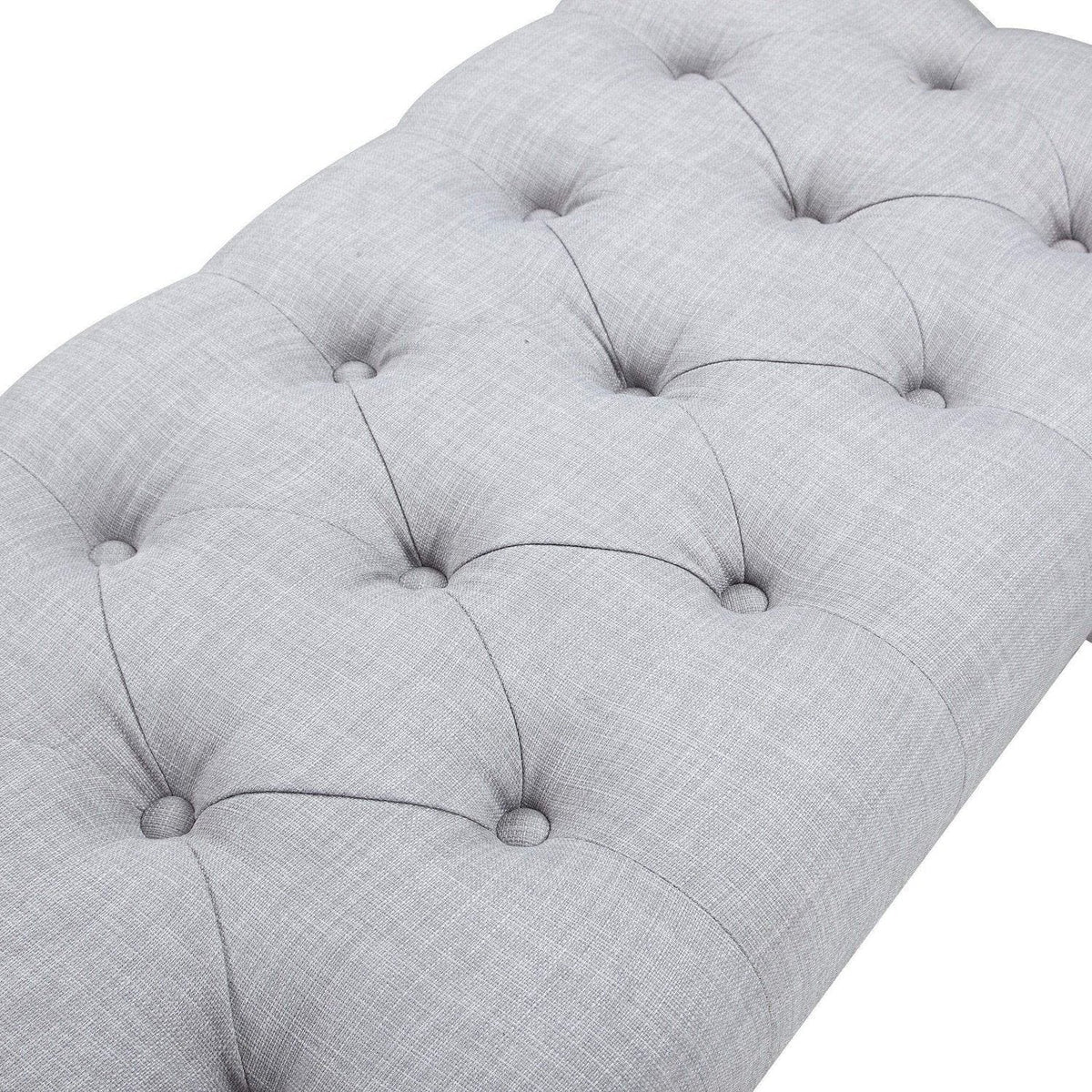 Iconic Home Dalit Tufted Linen Bench X-Frame 