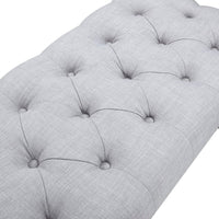 Iconic Home Dalit Tufted Linen Bench X-Frame 