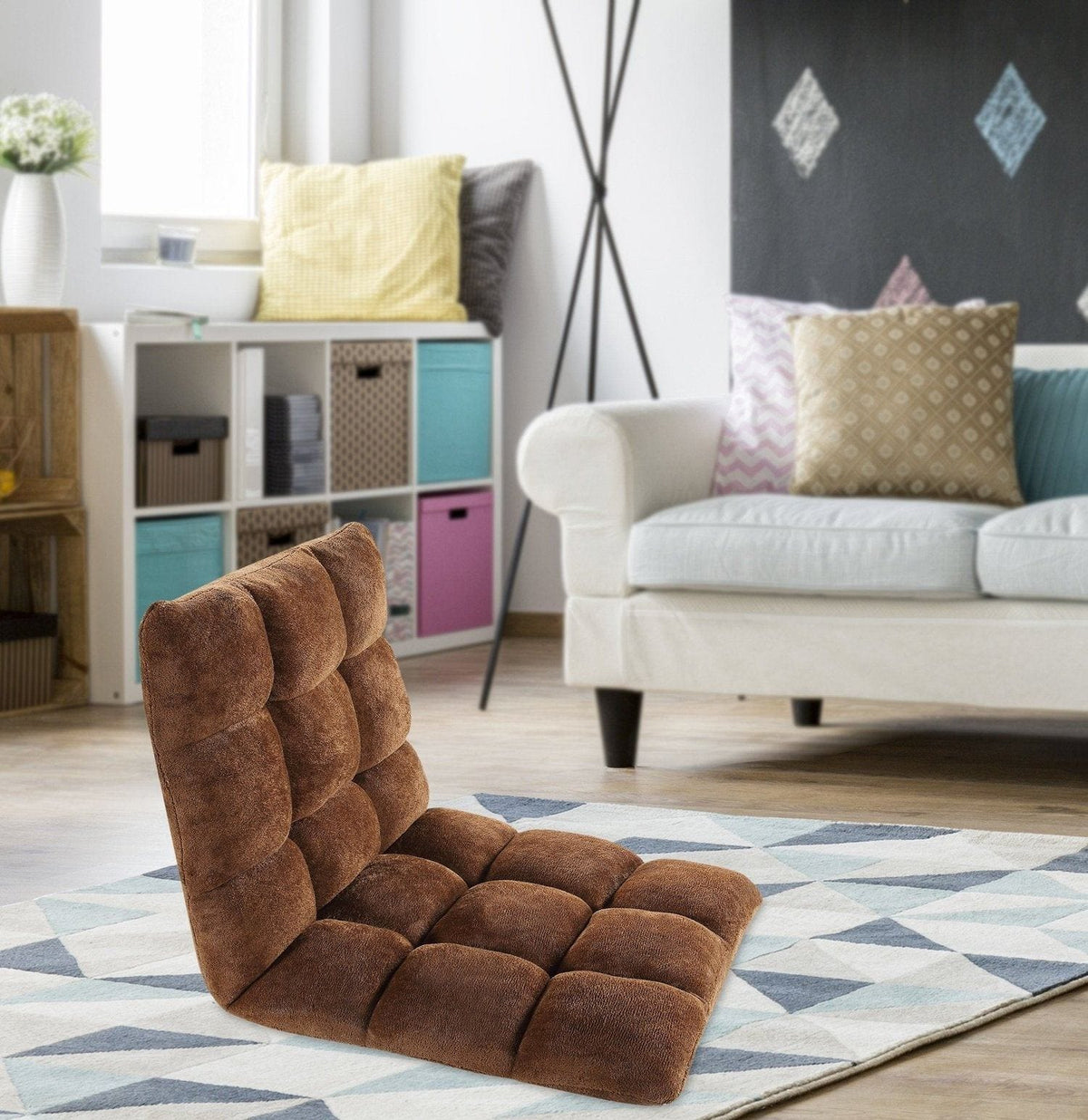 Iconic Home Daphene Adjustable Ergonomic Floor Chair Brown