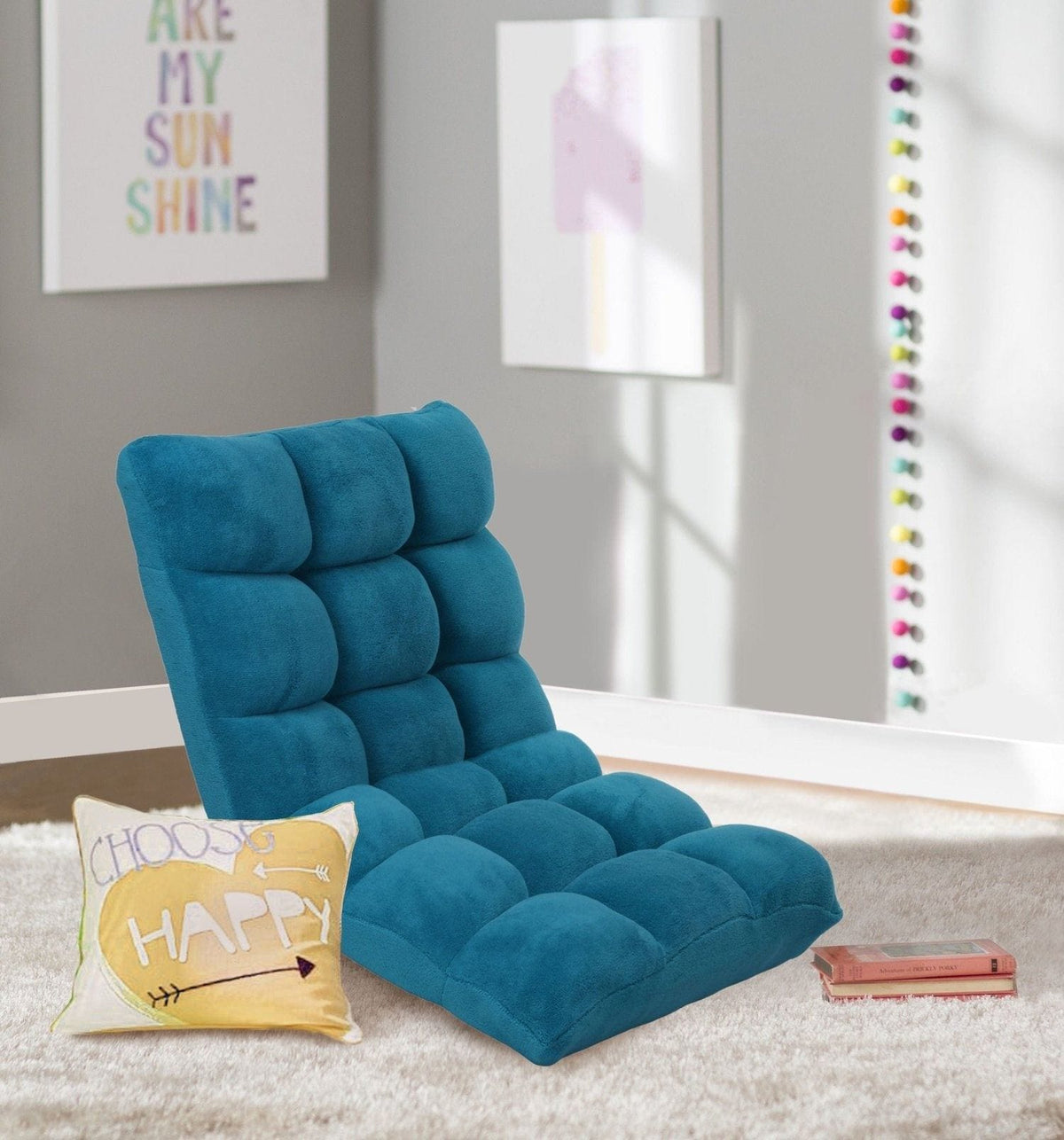 Iconic Home Daphene Adjustable Ergonomic Floor Chair Dark Blue