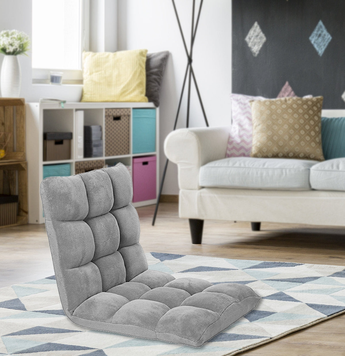Iconic Home Daphene Adjustable Ergonomic Floor Chair Grey
