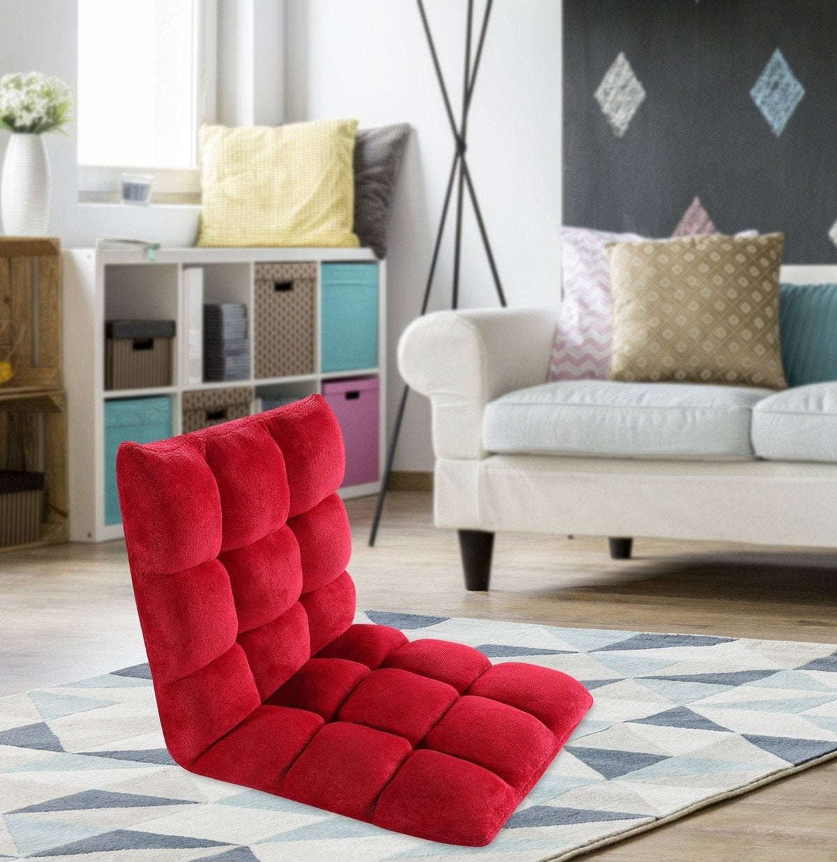 Iconic Home Daphene Adjustable Ergonomic Floor Chair Red