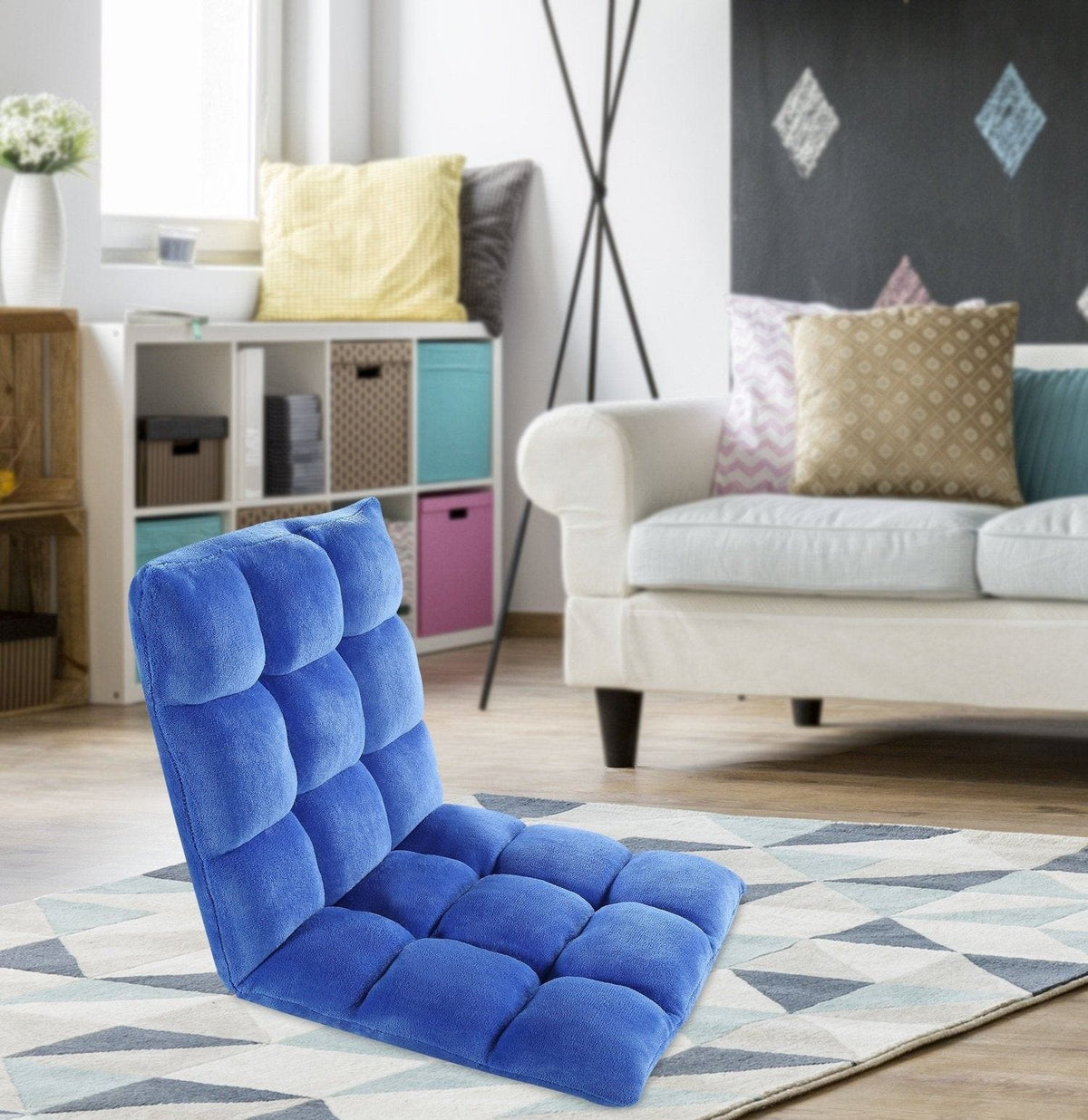 Iconic Home Daphene Adjustable Ergonomic Floor Chair Royal Blue