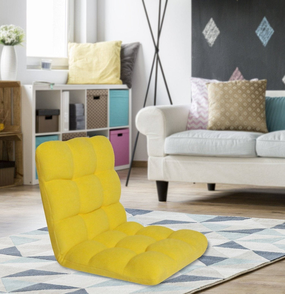 Iconic Home Daphene Adjustable Ergonomic Floor Chair Yellow