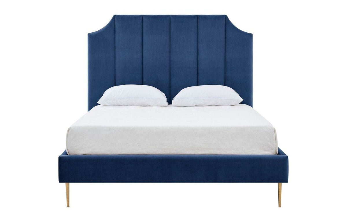 Iconic Home Delta Velvet Platform Bed Frame With Headboard 