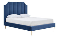 Iconic Home Delta Velvet Platform Bed Frame With Headboard 