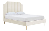 Iconic Home Delta Velvet Platform Bed Frame With Headboard 