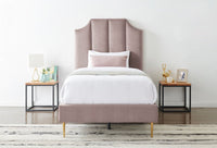 Iconic Home Delta Velvet Platform Bed Frame With Headboard 