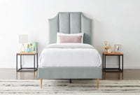 Iconic Home Delta Velvet Platform Bed Frame With Headboard Grey
