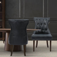 Iconic Home Dickens Faux Leather Dining Chair Set of 2 Black