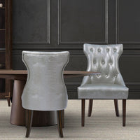 Iconic Home Dickens Faux Leather Dining Chair Set of 2 Silver