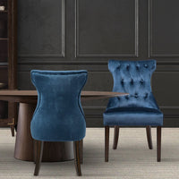 Iconic Home Dickens Tufted Velvet Dining Chair Set of 2 Blue