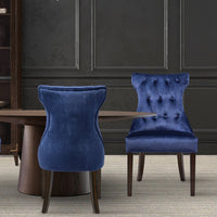 Iconic Home Dickens Tufted Velvet Dining Chair Set of 2 Navy