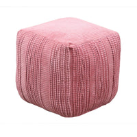 Iconic Home Dinesh Woven Cotton Square Ottoman Pouf 