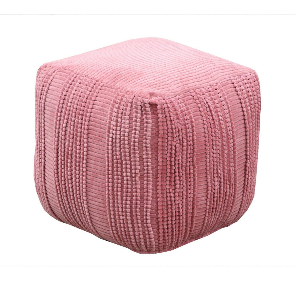 Iconic Home Dinesh Woven Cotton Square Ottoman Pouf 