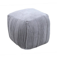 Iconic Home Dinesh Woven Cotton Square Ottoman Pouf 