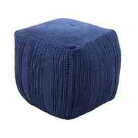 Iconic Home Dinesh Woven Cotton Square Ottoman Pouf 