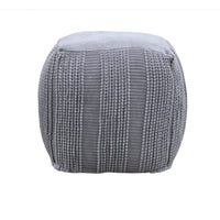 Iconic Home Dinesh Woven Cotton Square Ottoman Pouf 