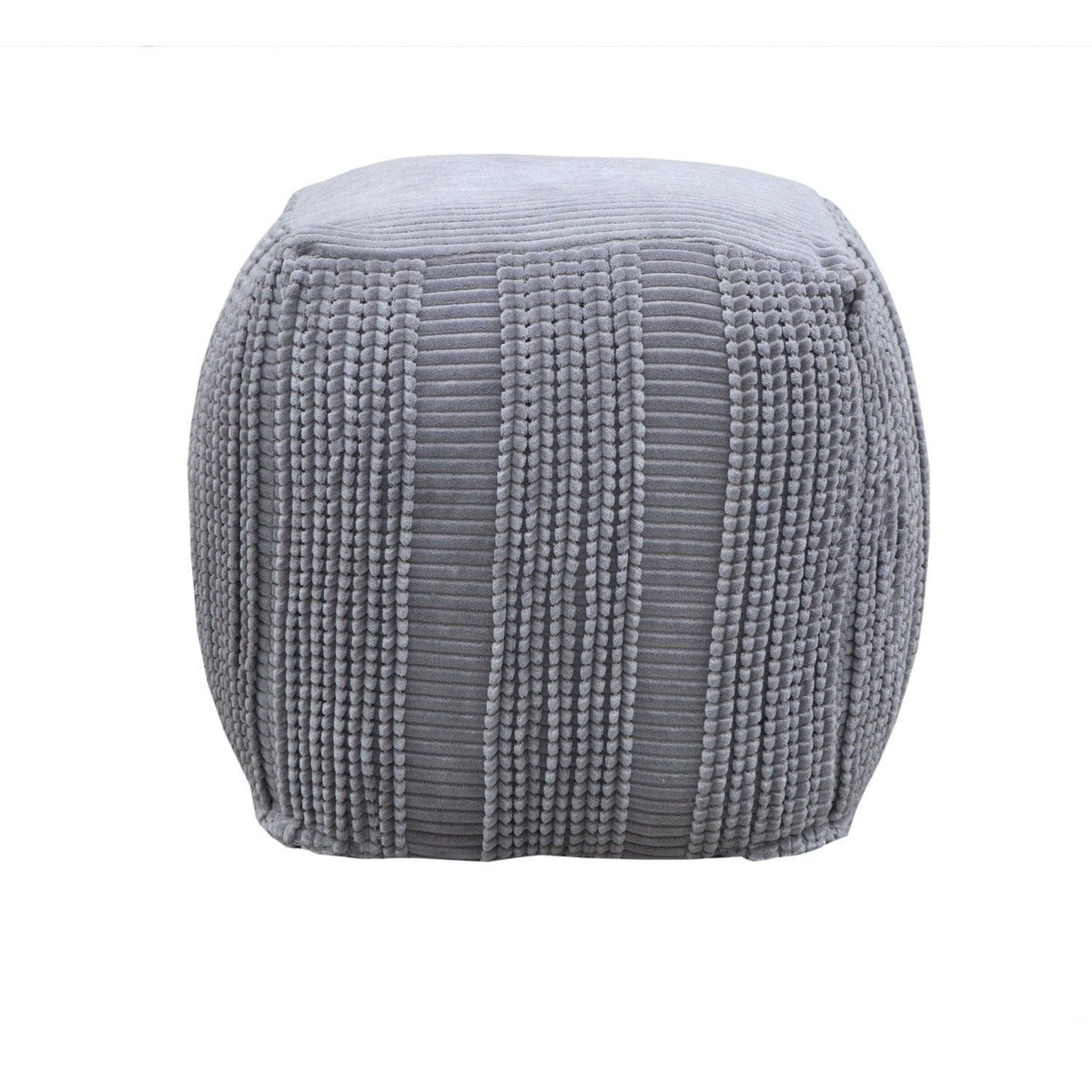 Iconic Home Dinesh Woven Cotton Square Ottoman Pouf 