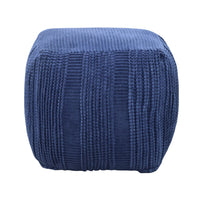 Iconic Home Dinesh Woven Cotton Square Ottoman Pouf 