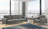 Iconic Home Draper Button Tufted Linen Club Chair 