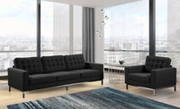 Iconic Home Draper Button Tufted Linen Club Chair 