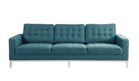 Iconic Home Draper Three Seat Tufted Linen Sofa 