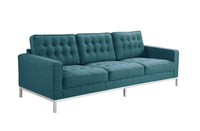 Iconic Home Draper Three Seat Tufted Linen Sofa 