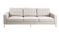 Iconic Home Draper Three Seat Tufted Linen Sofa 