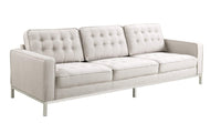 Iconic Home Draper Three Seat Tufted Linen Sofa 