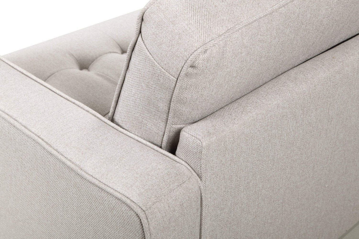 Iconic Home Draper Three Seat Tufted Linen Sofa 