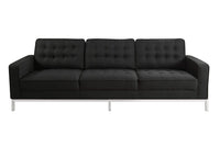 Iconic Home Draper Three Seat Tufted Linen Sofa 