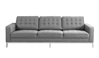 Iconic Home Draper Three Seat Tufted Linen Sofa 