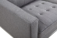 Iconic Home Draper Three Seat Tufted Linen Sofa 