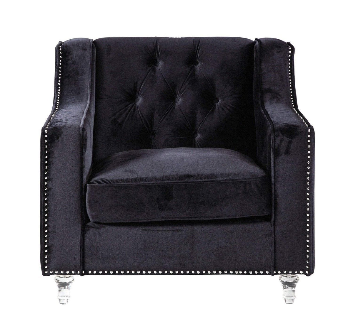 Iconic Home Dylan Button Tufted Velvet Club Chair 