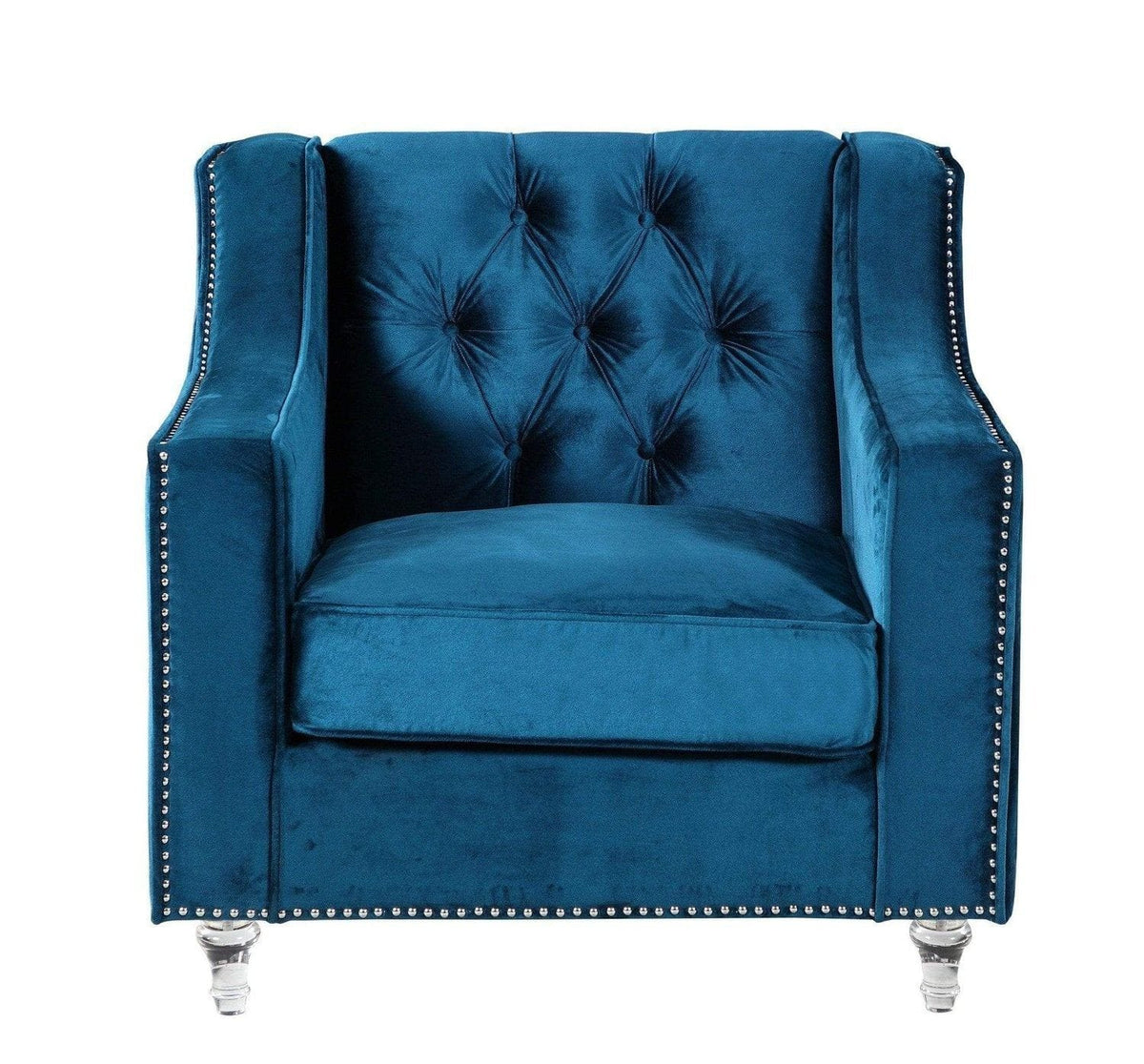 Iconic Home Dylan Button Tufted Velvet Club Chair 