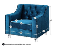 Iconic Home Dylan Button Tufted Velvet Club Chair 