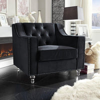 Iconic Home Dylan Button Tufted Velvet Club Chair Black