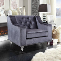 Iconic Home Dylan Button Tufted Velvet Club Chair Grey