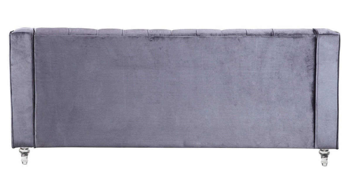 Iconic Home Dylan Velvet Sofa With Acrylic Legs 