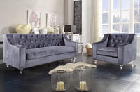 Iconic Home Dylan Velvet Sofa With Acrylic Legs 