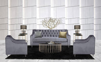Iconic Home Dylan Velvet Sofa With Acrylic Legs 